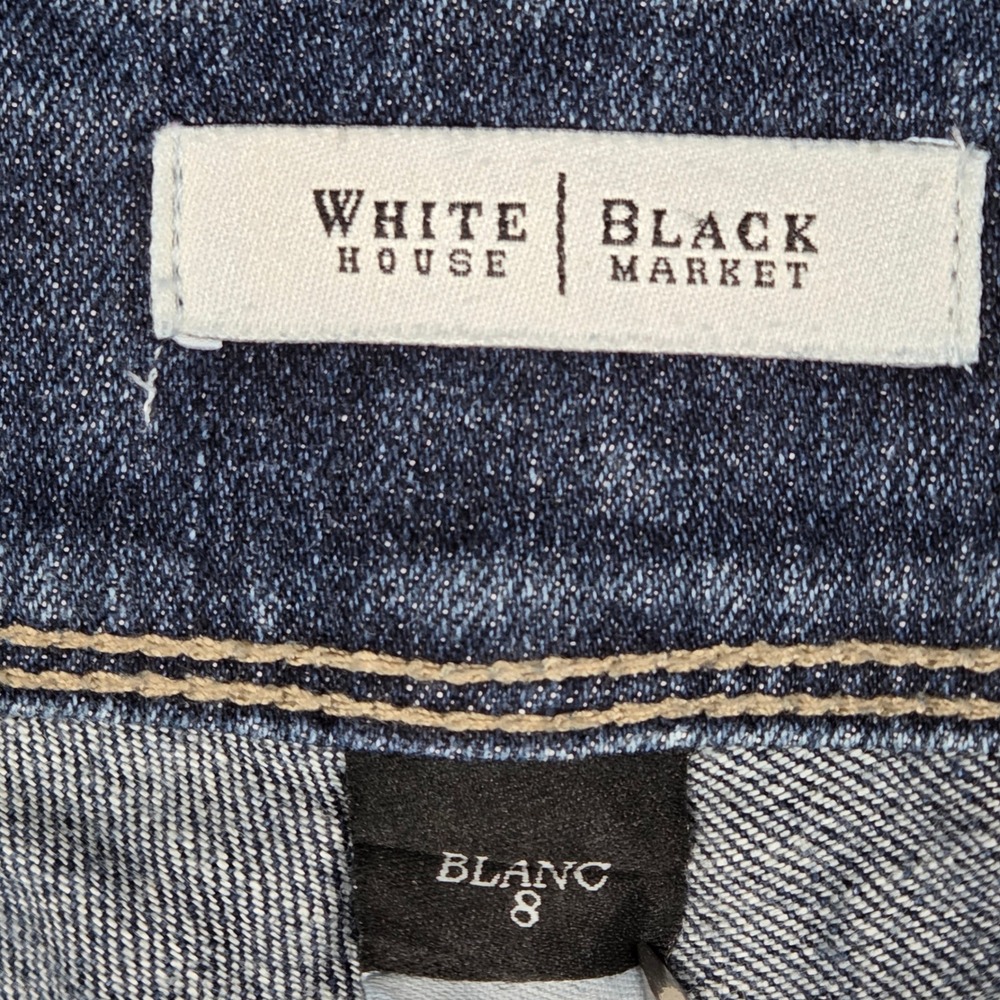 White House Black Market Blanc Trouser Leg Jeans Dark Wash Blue Size 8 - Picture 3 of 11